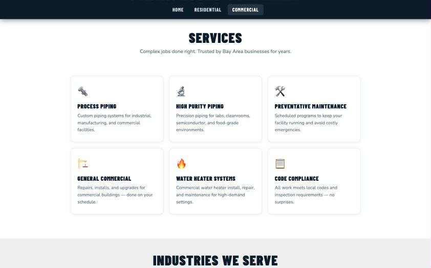 Apollo Plumbing commercial services page