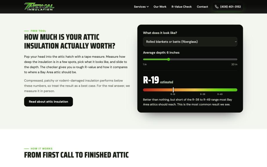 Interactive attic R-value checker on the Thermal Insulation homepage